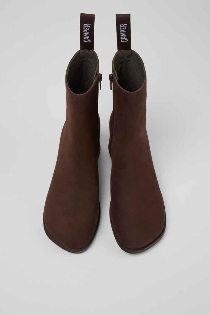 Overhead view of Kora Brown Nubuck Mid Boots for Women.