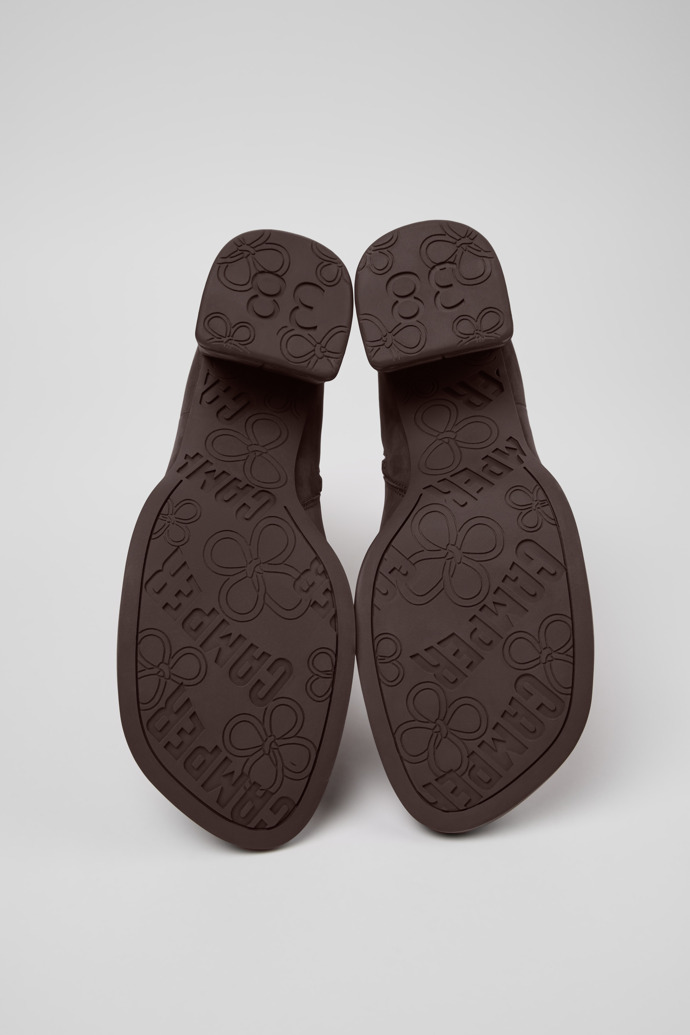 The soles of Kora Brown Nubuck Mid Boots for Women.