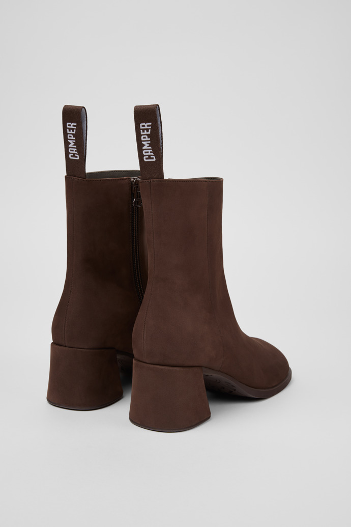 Back view of Kora Brown Nubuck Mid Boots for Women.