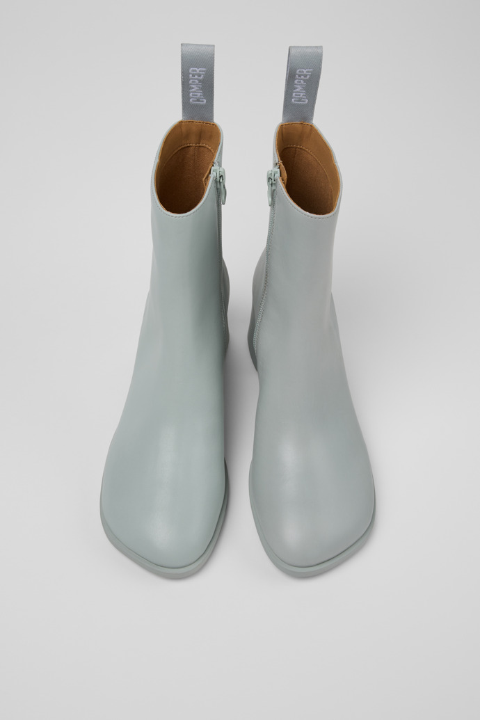 Overhead view of Kora Gray Leather Mid Boots for Women.