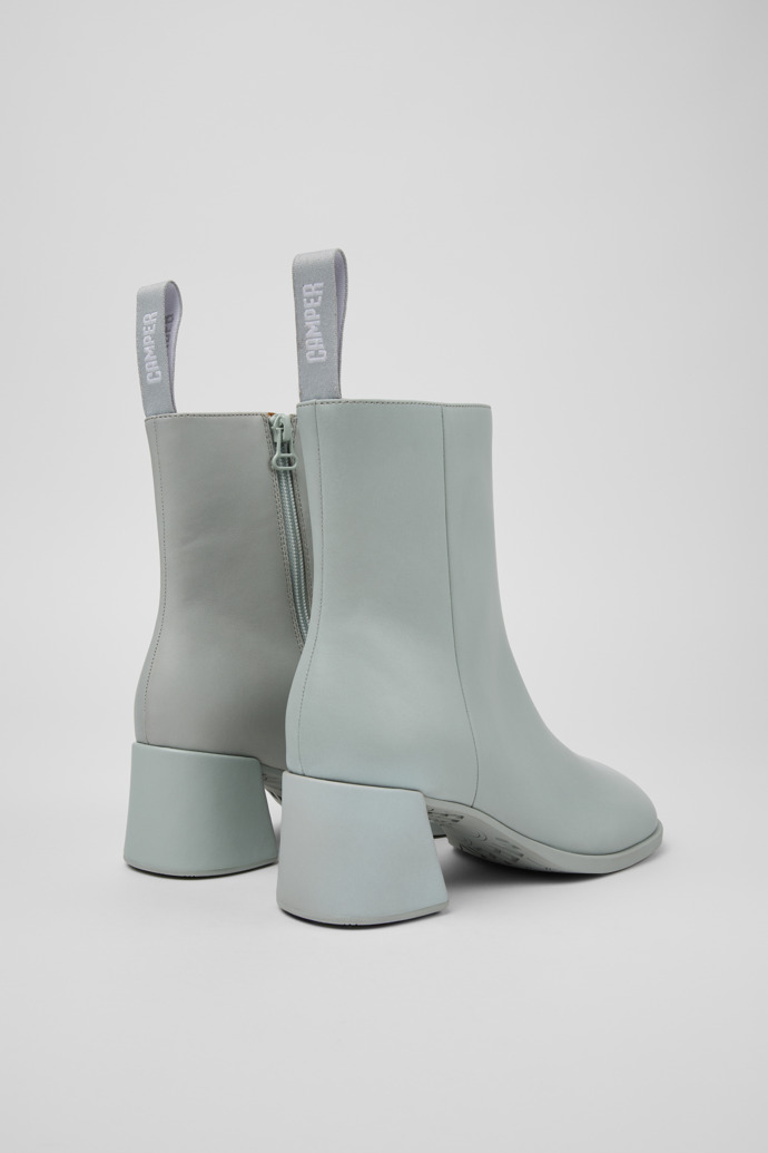 Back view of Kora Gray Leather Mid Boots for Women.