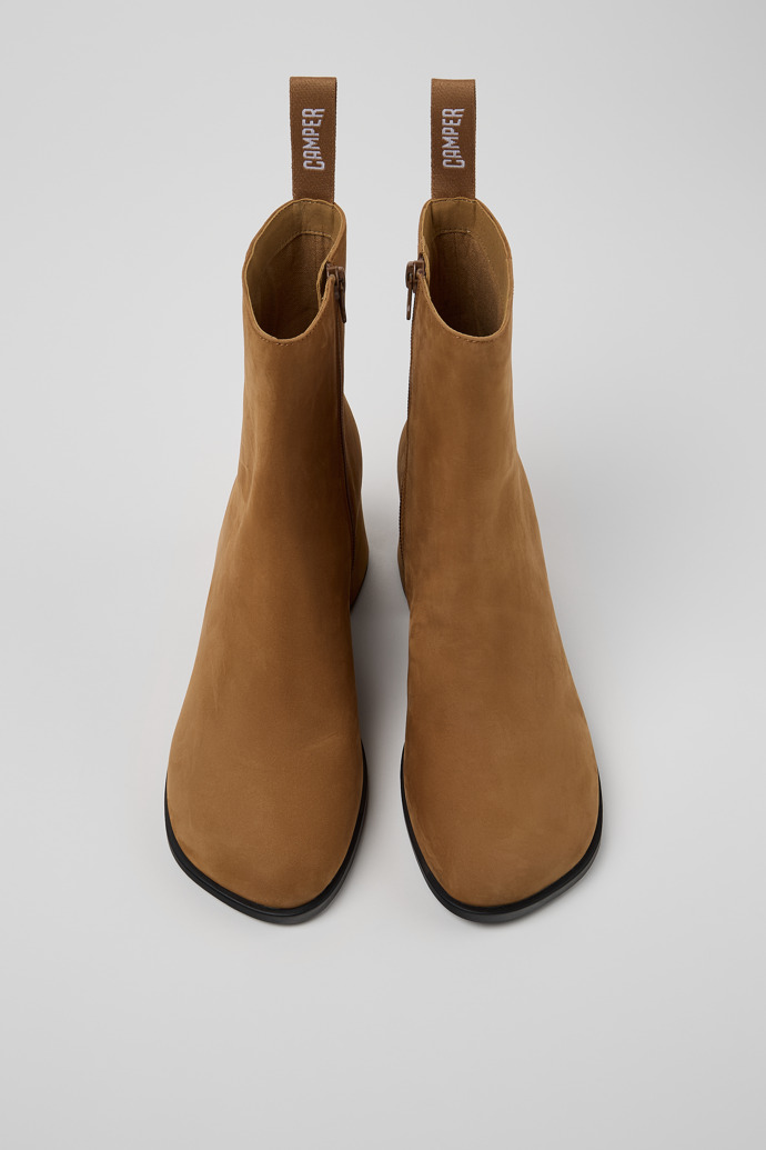 Overhead view of Kora Brown Nubuck Mid Boots for Women.