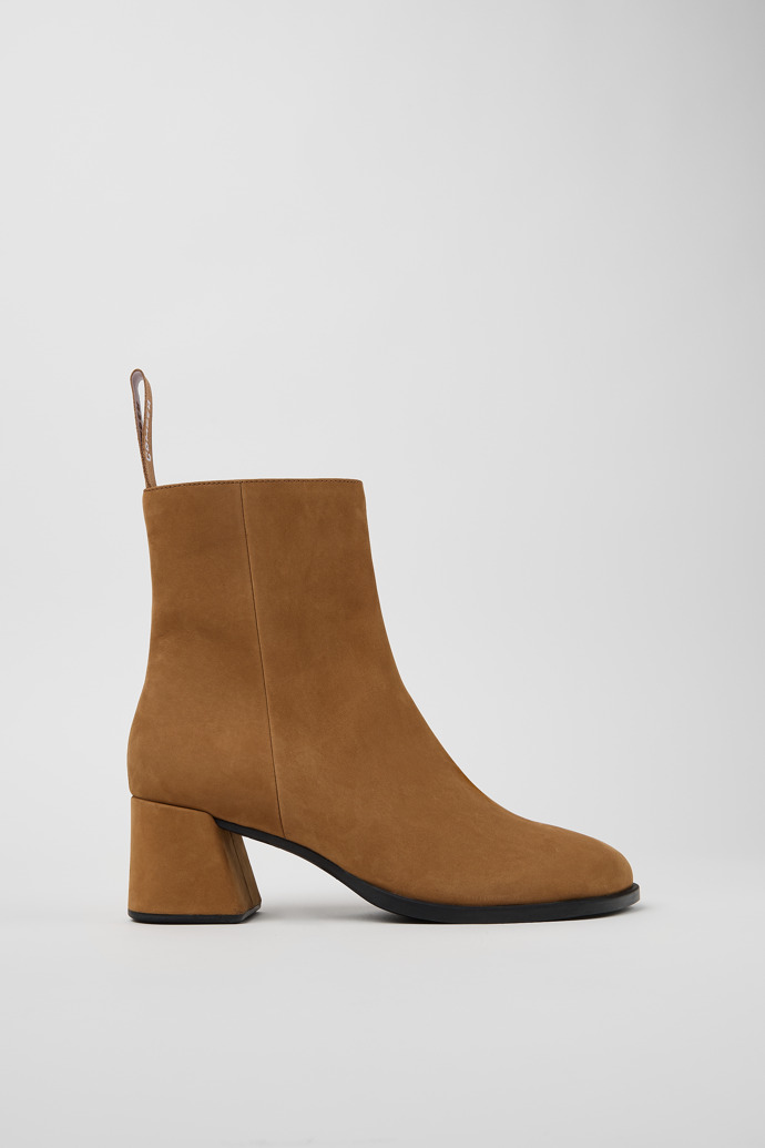 Side view of Kora Brown Nubuck Mid Boots for Women.