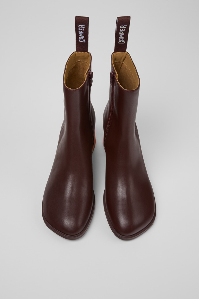 Twins Botas de media caña de piel burdeos para mujer.
