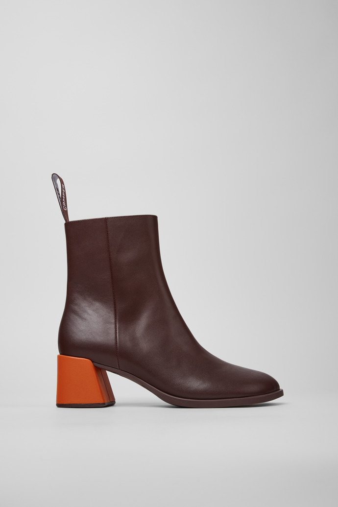 Twins Botas de media caña de piel burdeos para mujer.