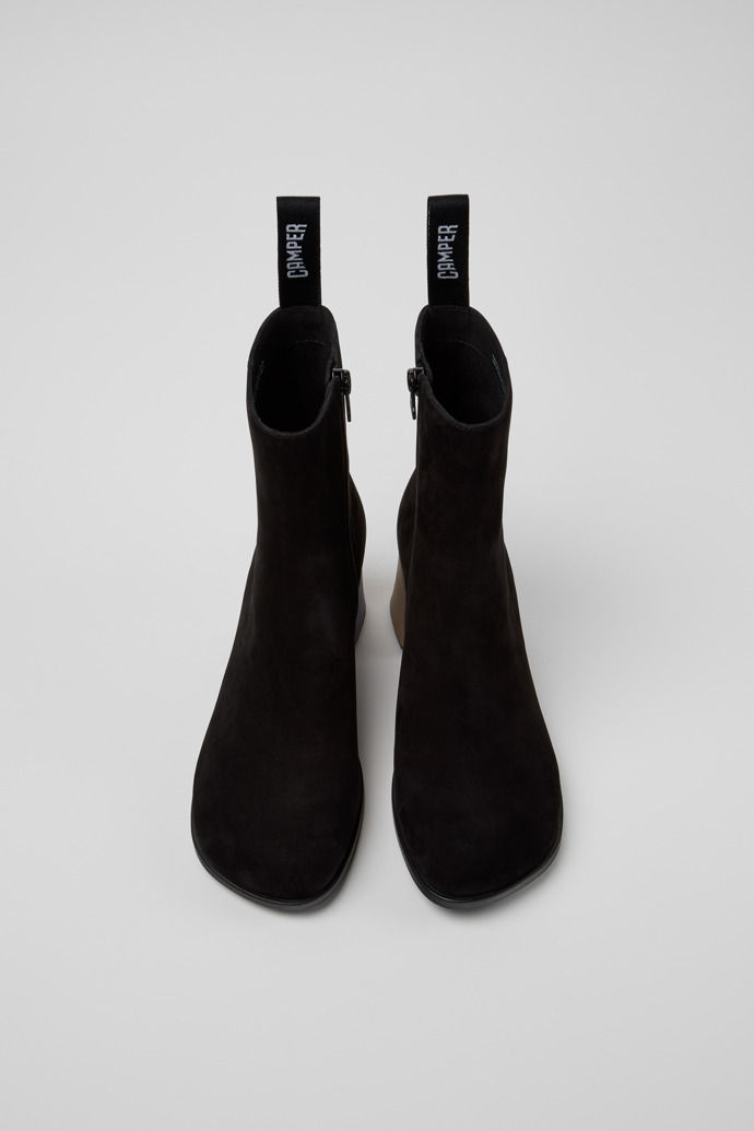 Overhead view of Twins Black Nubuck Ankle Boots for Women.