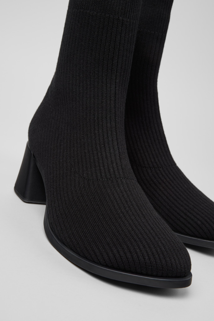 Close-up view of Kora - TENCEL Black TENCEL™ Lyocell Mid Boots for Women.