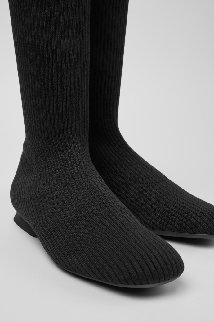 Close-up view of Casi Myra - TENCEL Black TENCEL™ Lyocell High Boots for Women.