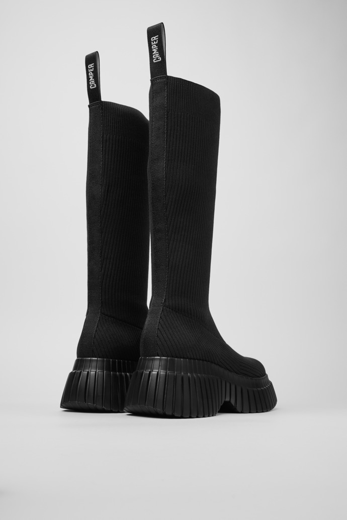 Back view of Pix BCN - TENCEL Black TENCEL™ Lyocell Mid Boots for Women.