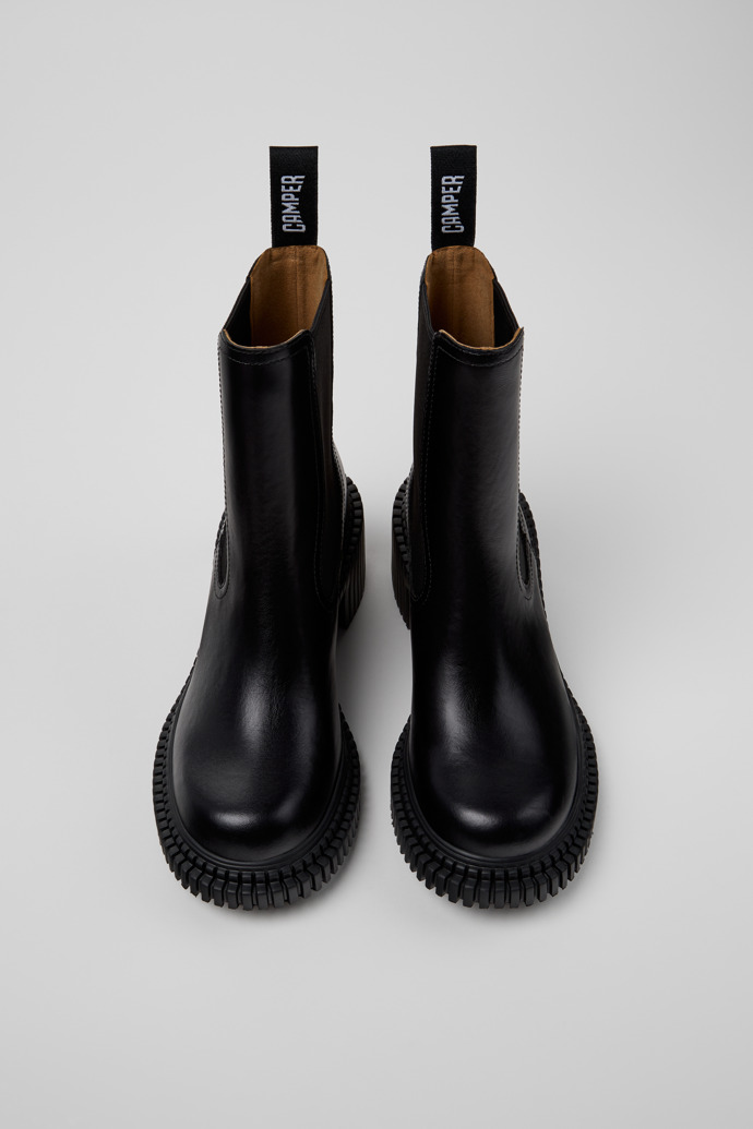 Pix London Botas de media caña de piel negra para mujer.