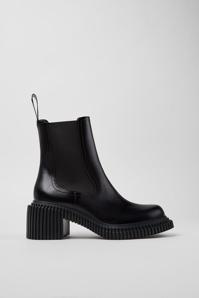 Pix London Botas de media caña de piel negra para mujer.