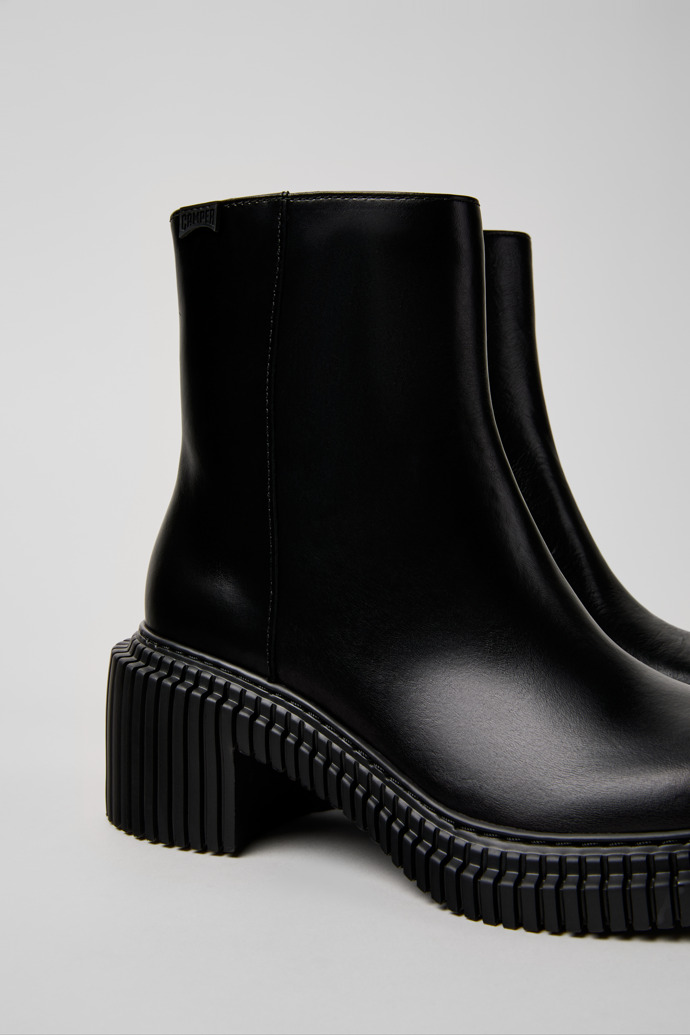 Pix London Botas de media caña de piel negra para mujer.