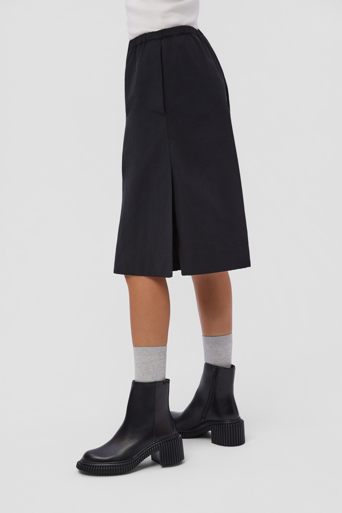Pix London Botas de media caña de piel negra para mujer.