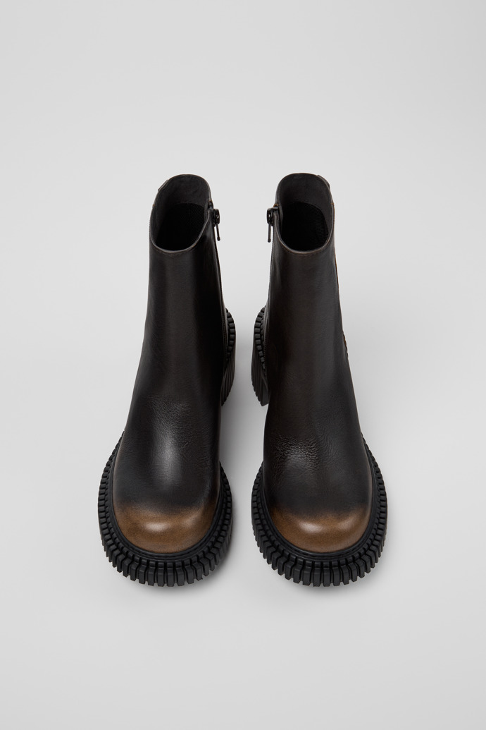 Pix London Botas de media caña de piel negra para mujer.