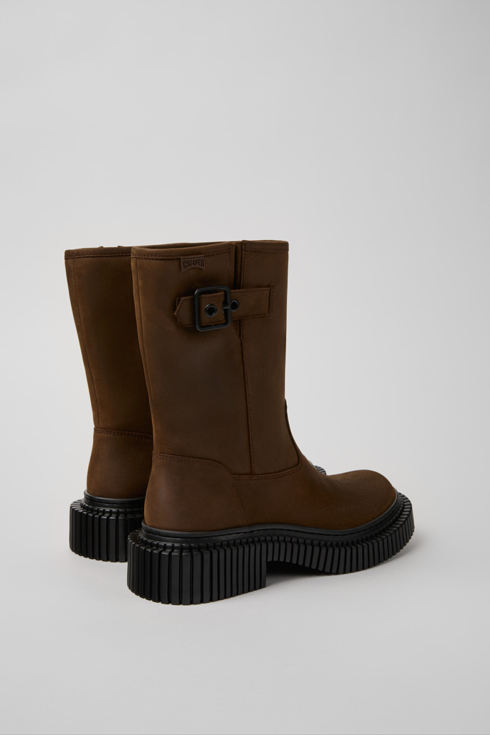 Back view of Pix Berlin Brown Nubuck Mid Boots for Women.