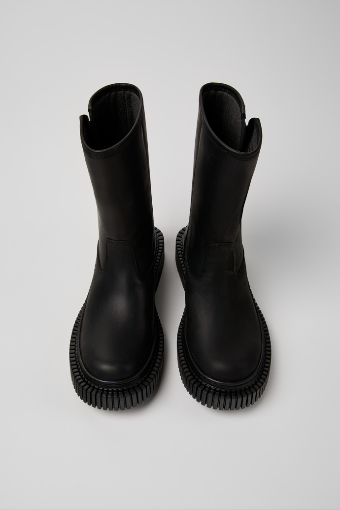 Overhead view of Pix Berlin Black Nubuck Mid Boots for Women.