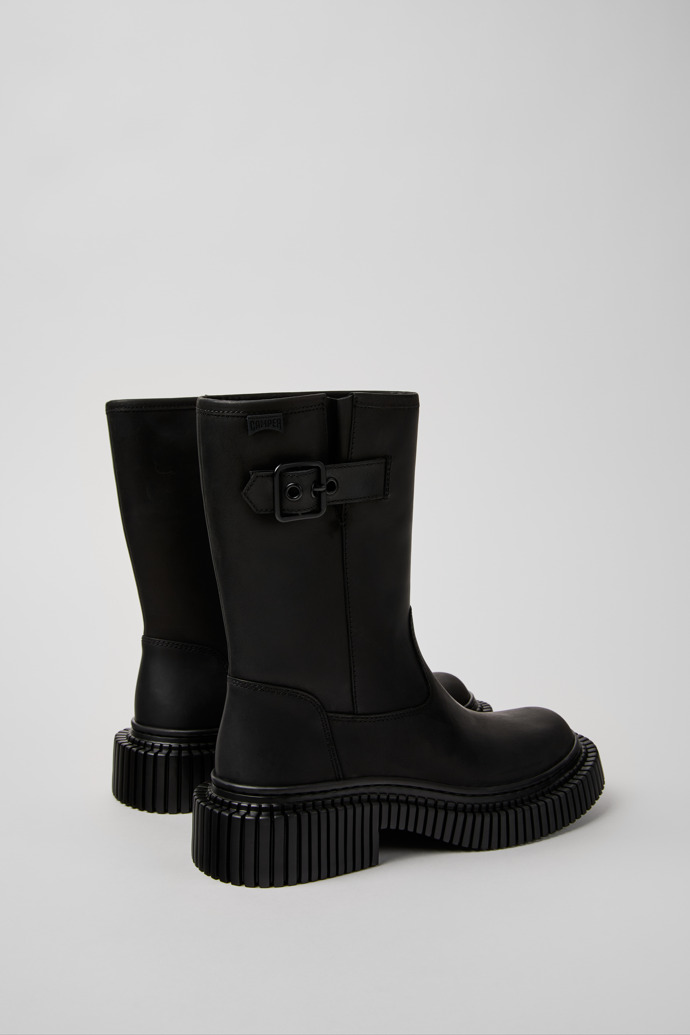 Back view of Pix Berlin Black Nubuck Mid Boots for Women.