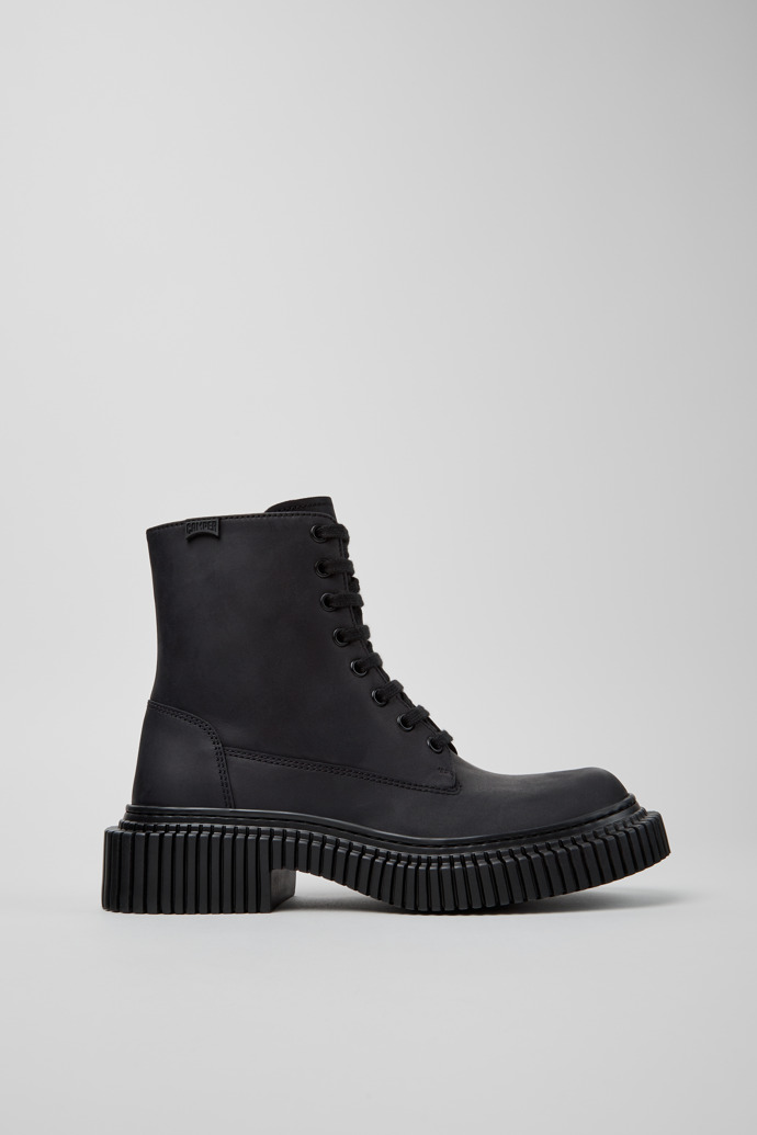 Pix Berlin Botas de media caña de nobuk negro para mujer.