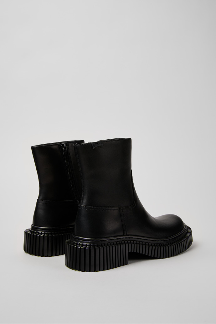 Back view of Pix Berlin Black Leather Mid Boots for Women.