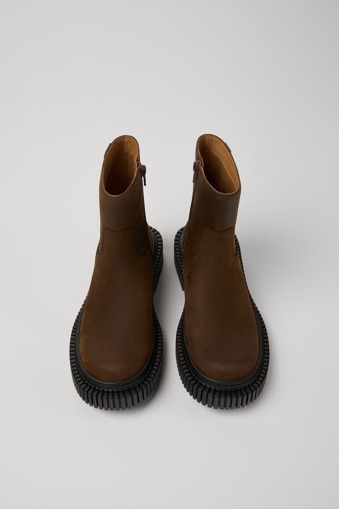 Pix Berlin Botas de media caña de nobuk marrón para mujer.