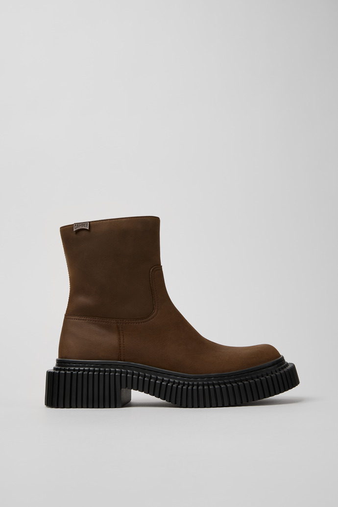 Pix Berlin Botas de media caña de nobuk marrón para mujer.