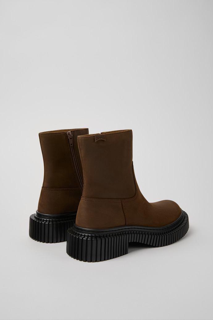 Pix Berlin Botas de media caña de nobuk marrón para mujer.