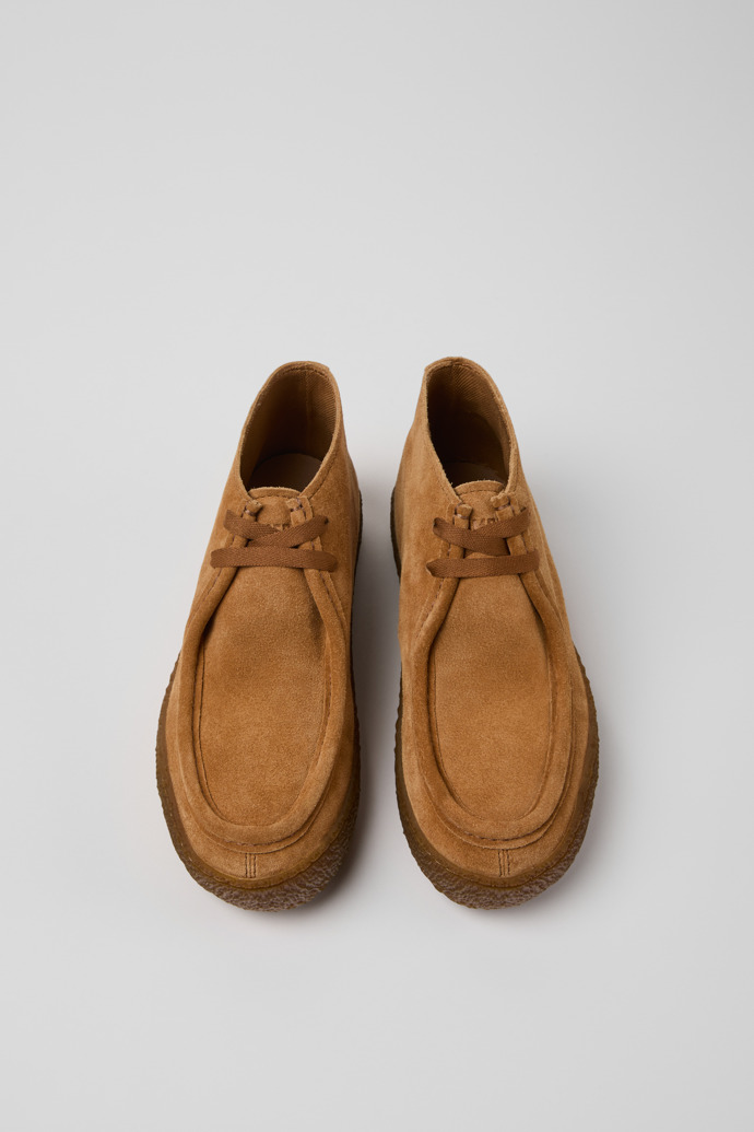 Overhead view of Peu Terreno Brown Nubuck Ankle Boots for Women.