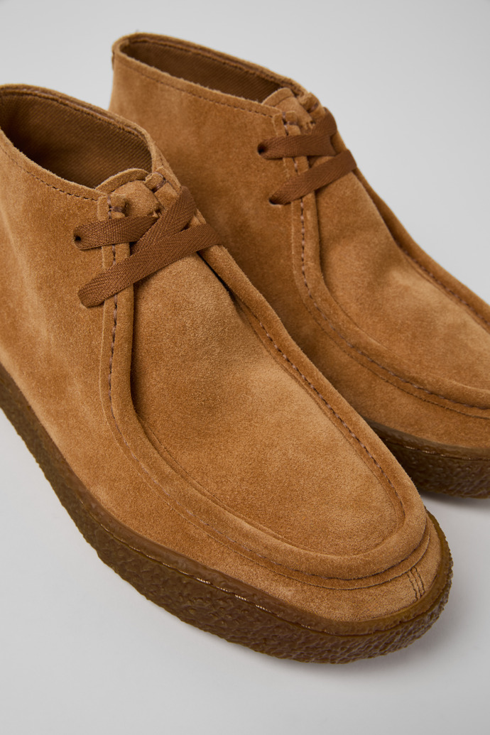 Close-up view of Peu Terreno Brown Nubuck Ankle Boots for Women.