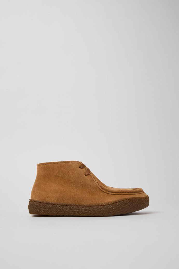 Side view of Peu Terreno Brown Nubuck Ankle Boots for Women.