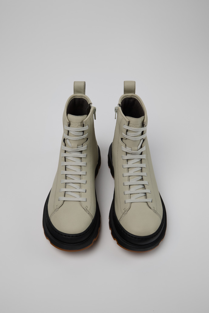 Overhead view of Brutus+ Gray Leather Mid Boots for Women.