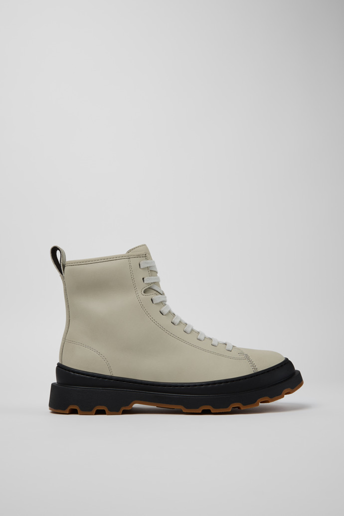 Side view of Brutus+ Gray Leather Mid Boots for Women.