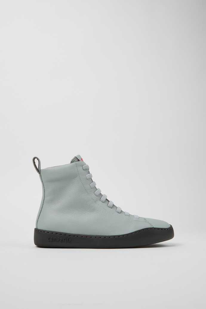 Side view of Peu Touring Gray Leather Mid Boots for Women.