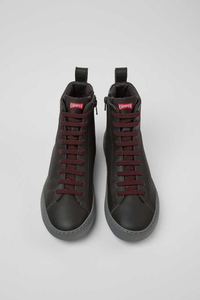 Peu Touring Bottes mi-hautes en cuir gris pour femme.