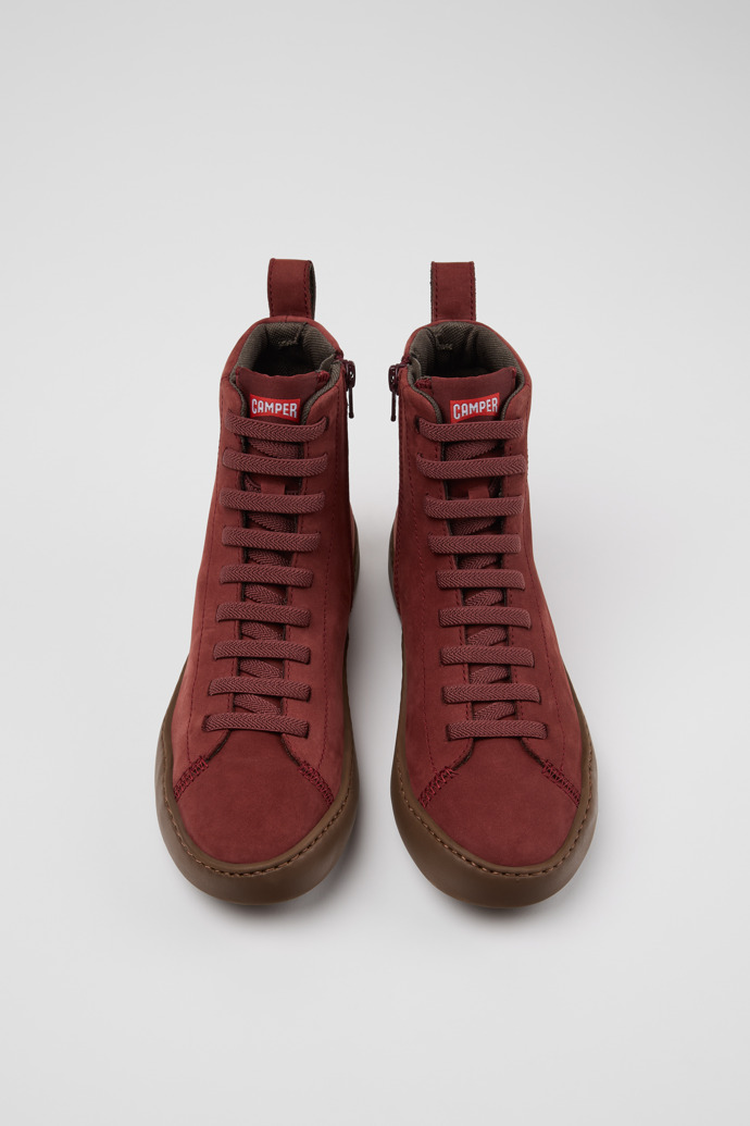 Peu Touring Burgunderrote Nubuk-Stiefeletten für Damen.