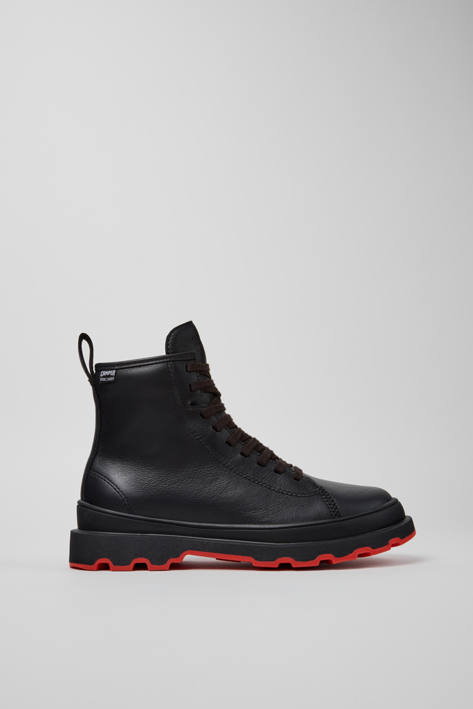 Side view of Brutus+ Black Leather Mid Boots for Women.
