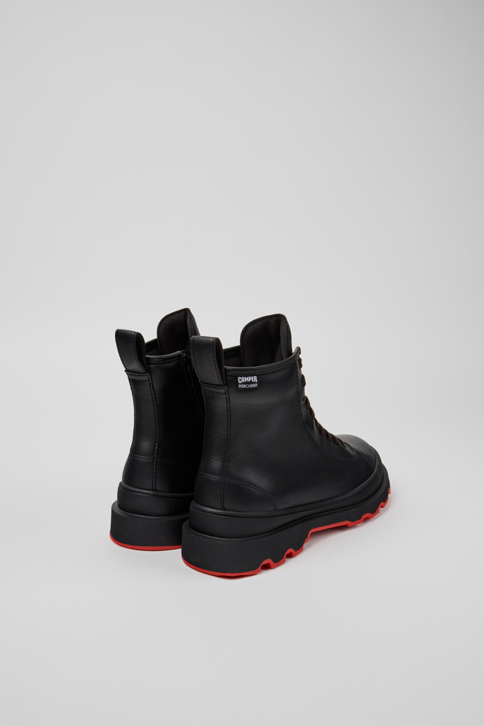 Back view of Brutus+ Black Leather Mid Boots for Women.