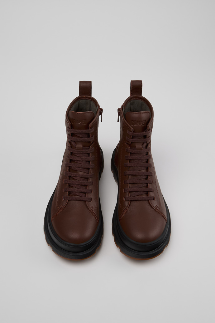 Overhead view of Brutus+ Brown Leather Ankle Boots for Women.