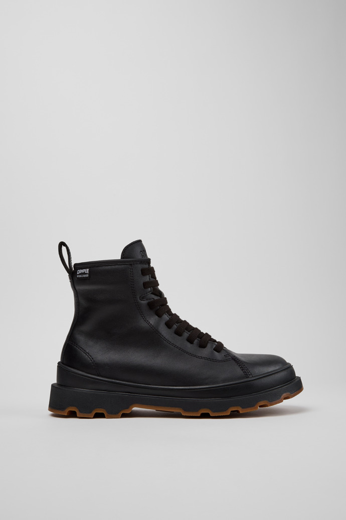 Side view of Brutus+ Black Leather Ankle Boots for Women.