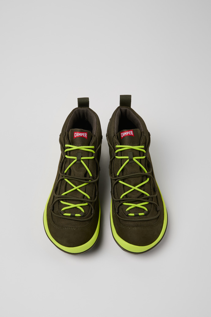 Peu Pista GM Botines de tejido verde y nobuk para mujer.