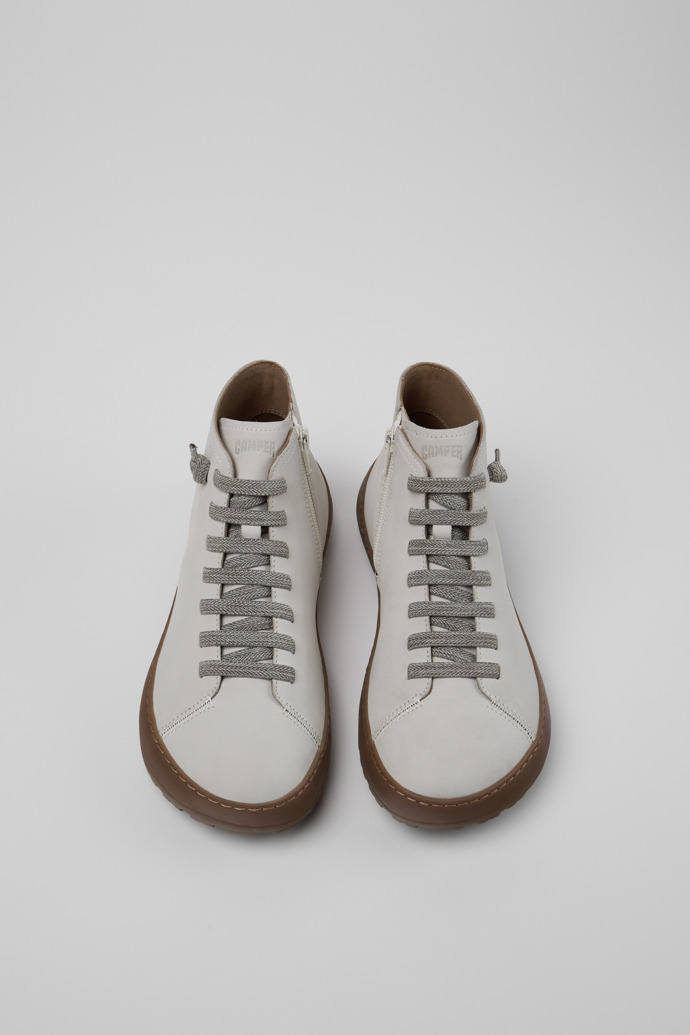 Overhead view of Peu Serra 360º Durable White Leather Ankle Boots for Women