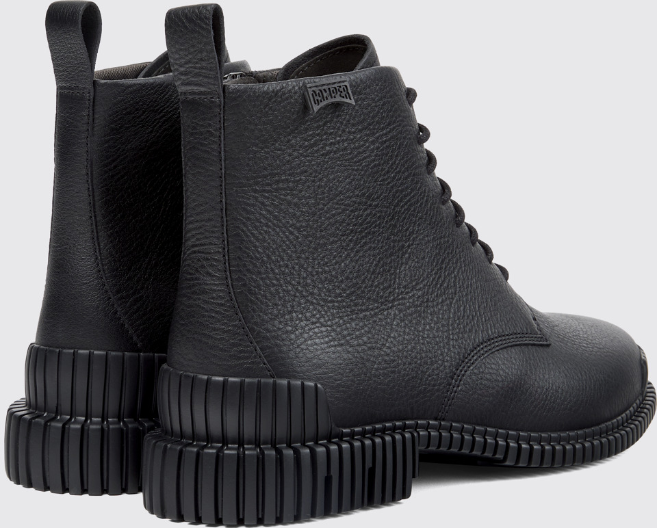 Pix Botines de piel negros para mujer.