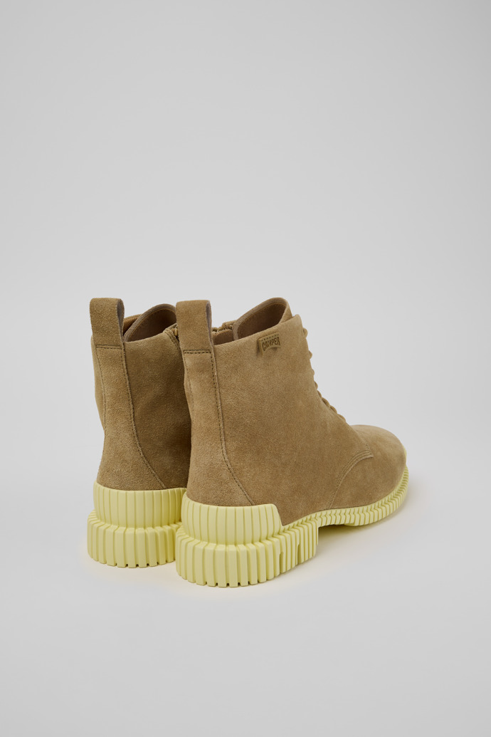 Back view of Pix Brown Suede Leather Ankle Boots for Women.