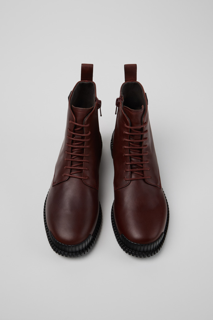 Pix Burgunderrote Lederstiefeletten für Damen.