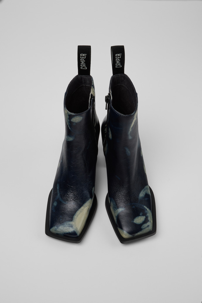 Karole Botines de piel negra y gris para mujer.