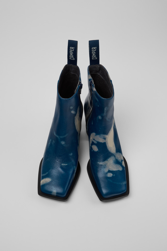 Karole Botines de piel azul para mujer.
