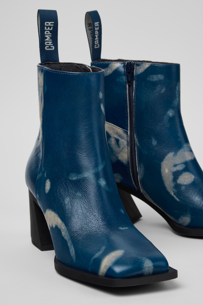Karole Botines de piel azul para mujer.