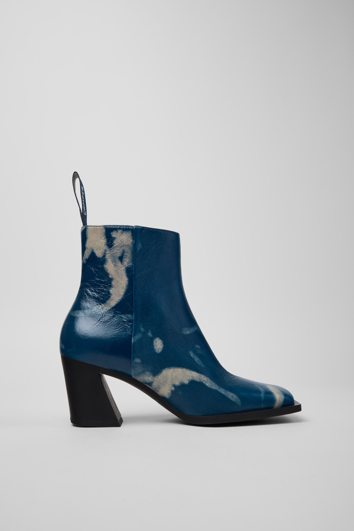 Karole Botines de piel azul para mujer.