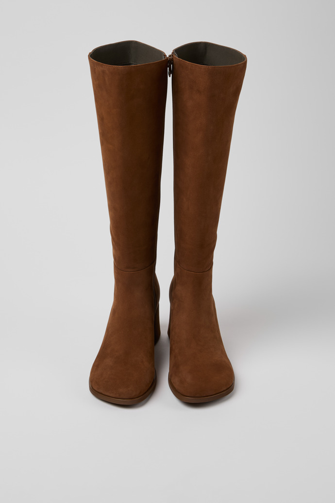 Kora Braune hohe Nubuklederstiefel für Damen.