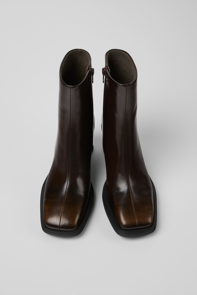 Overhead view of Louise Brown Leather Ankle Boots for Women.
