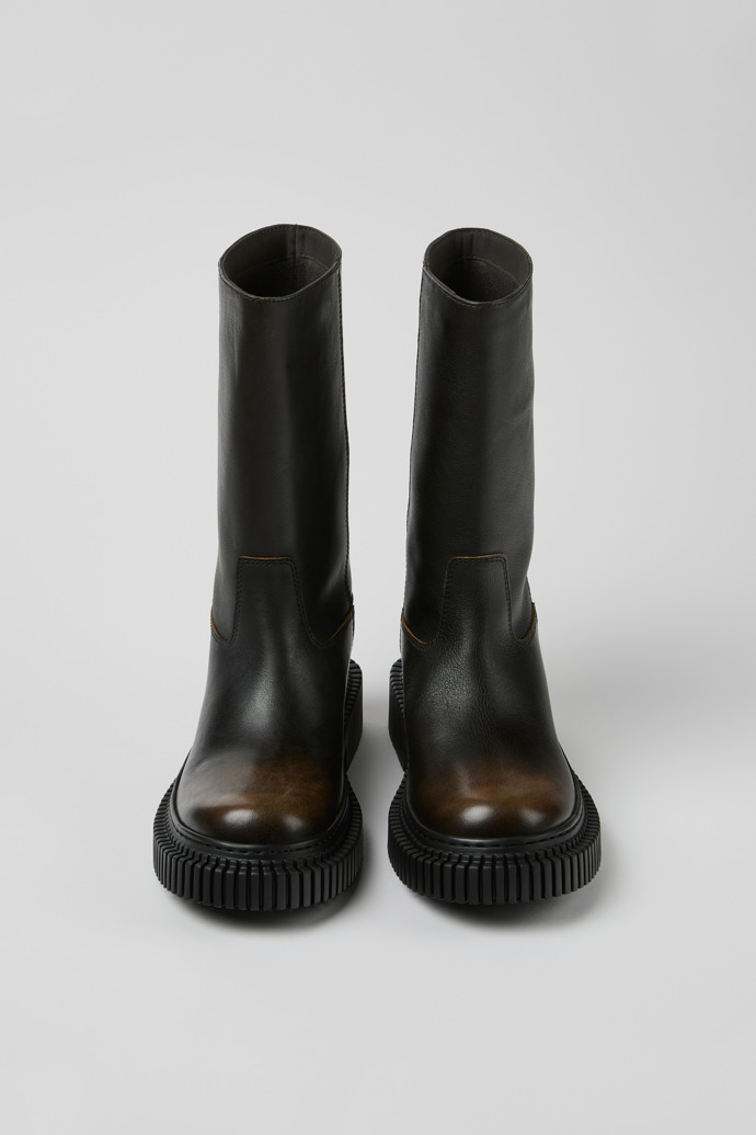 Pix Berlin Hohe schwarze Lederstiefel für Damen.